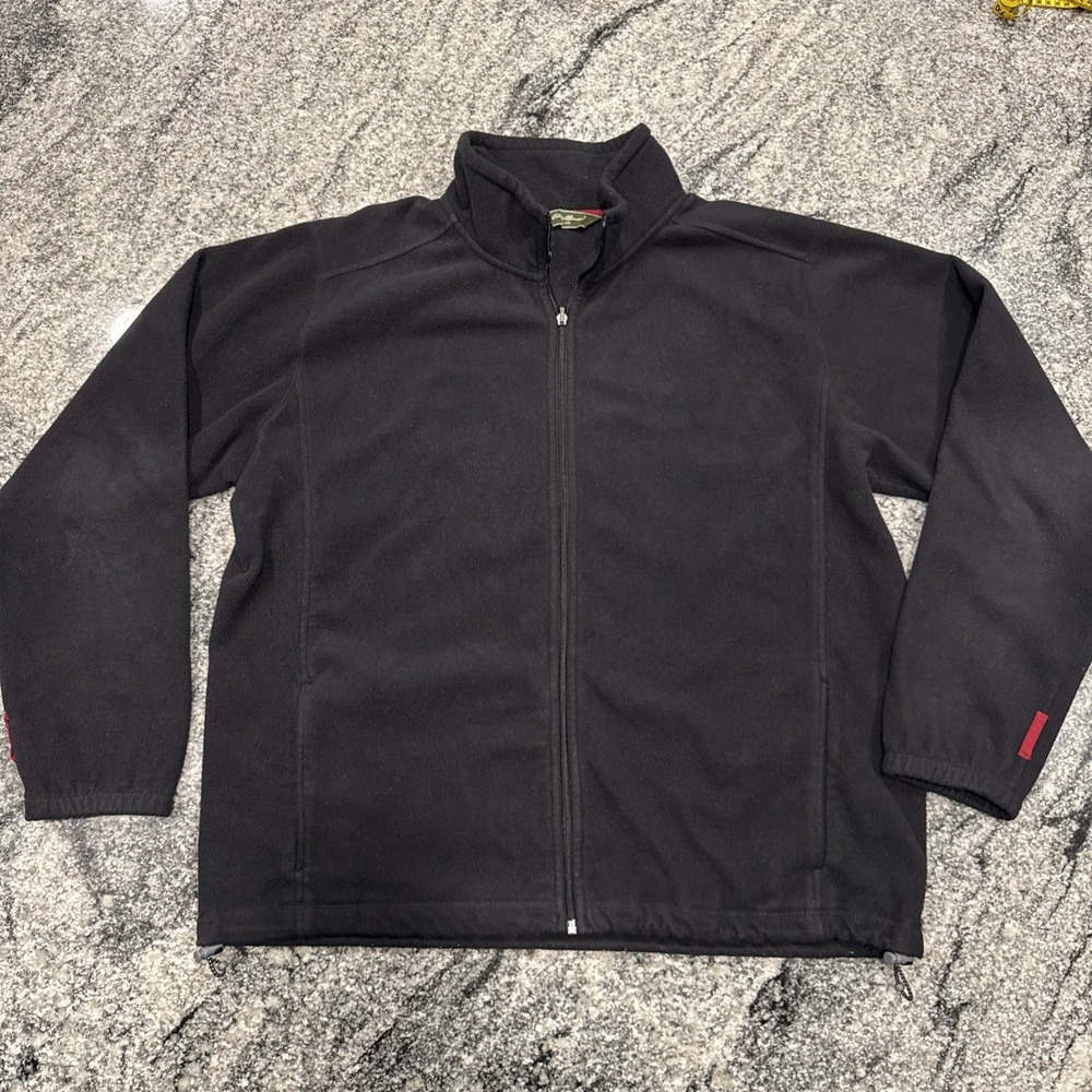 Eddie Bauer Fleece Full Zip‎ Jacket XL Tall Black #G24